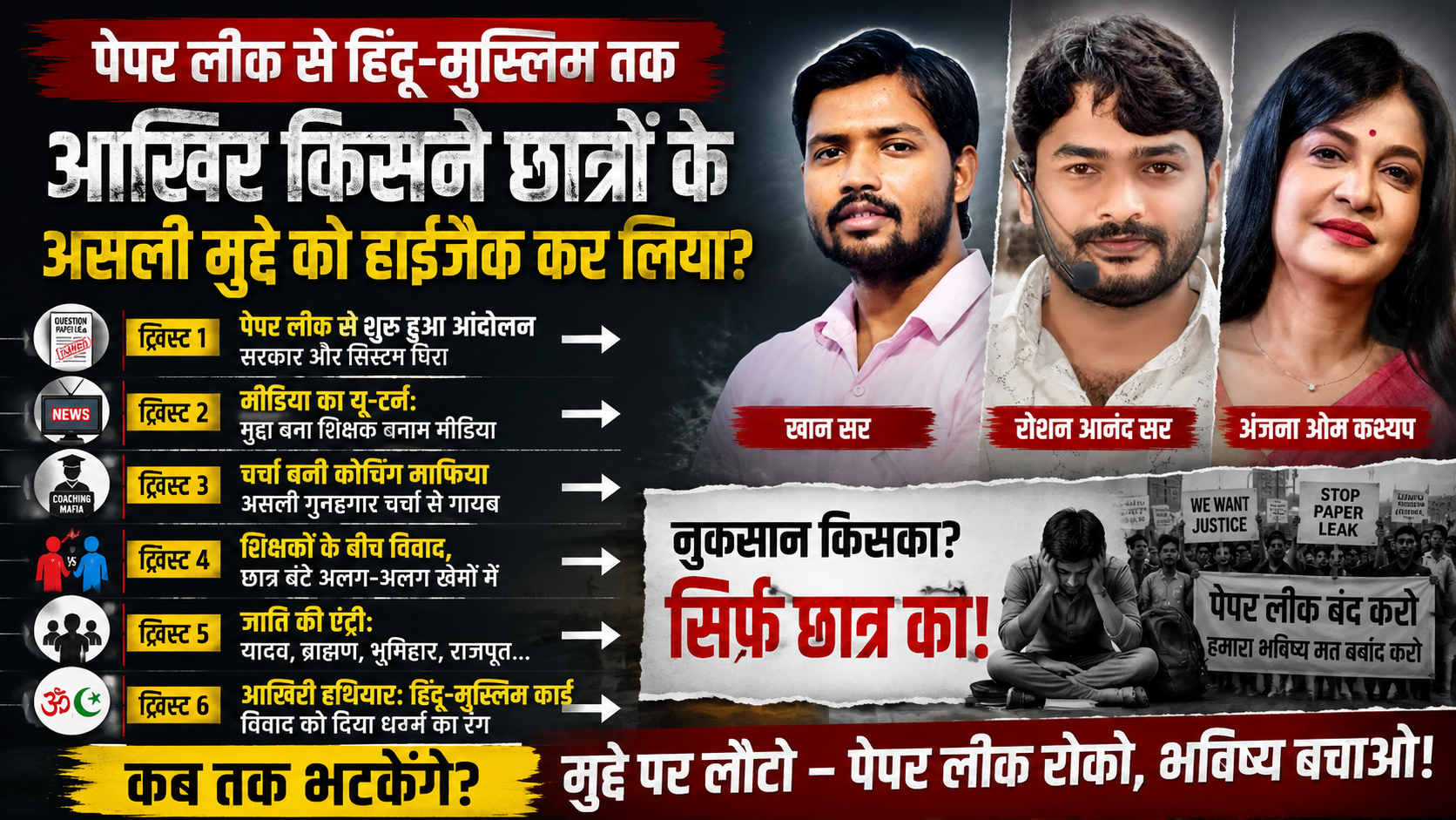 पेपर लीक से हिंदू-मुस्लिम तक: आखिर किसने छात्रों के असली मुद्दे को हाईजैक कर लिया?